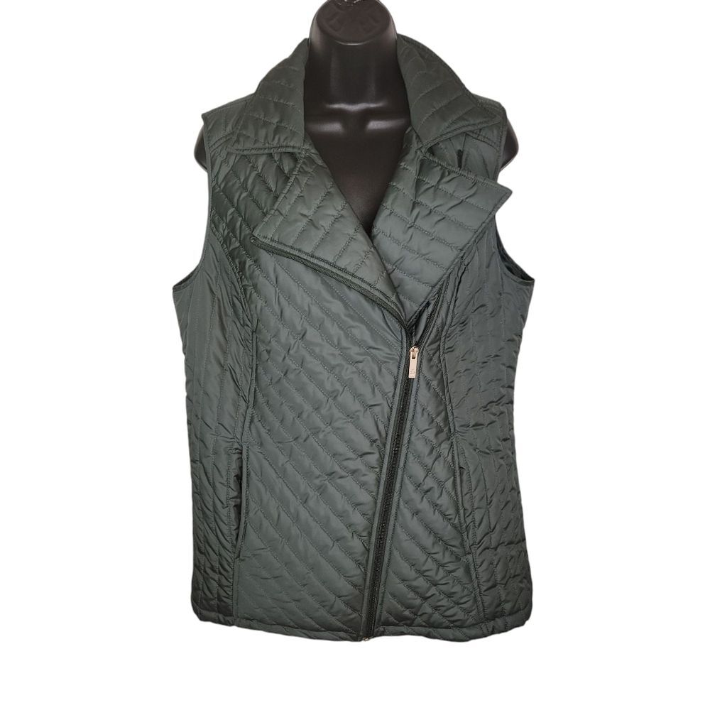 Dennis Basso Water Resistant Quilted Moto Vest Size Medium